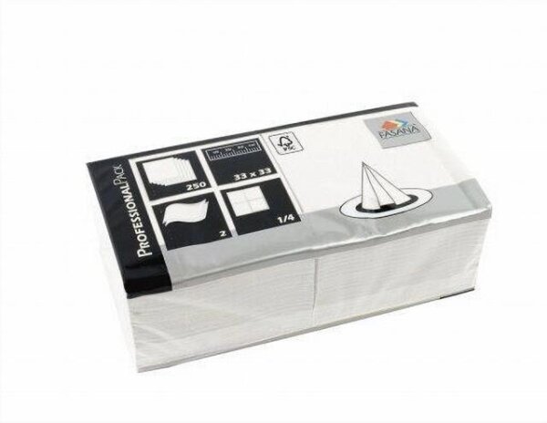 Servietten 33x33cm 1/4 Falz 2-lg weiß 1 VE = 2000 Stück