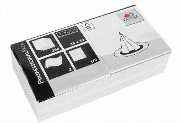 Servietten 33x33cm 1/8 Falz 2-lg weiß 1 VE = 3000 Stück