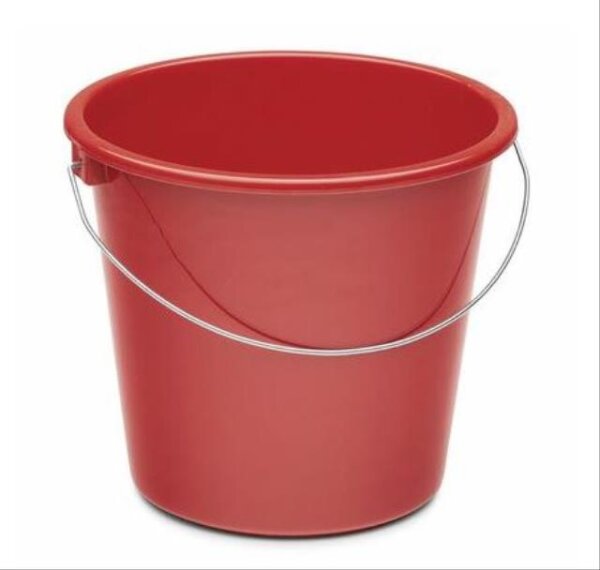 Eimer 5L rot mit Metallhenkel und Maßskala