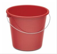 Eimer 5L rot mit Metallhenkel und Maßskala
